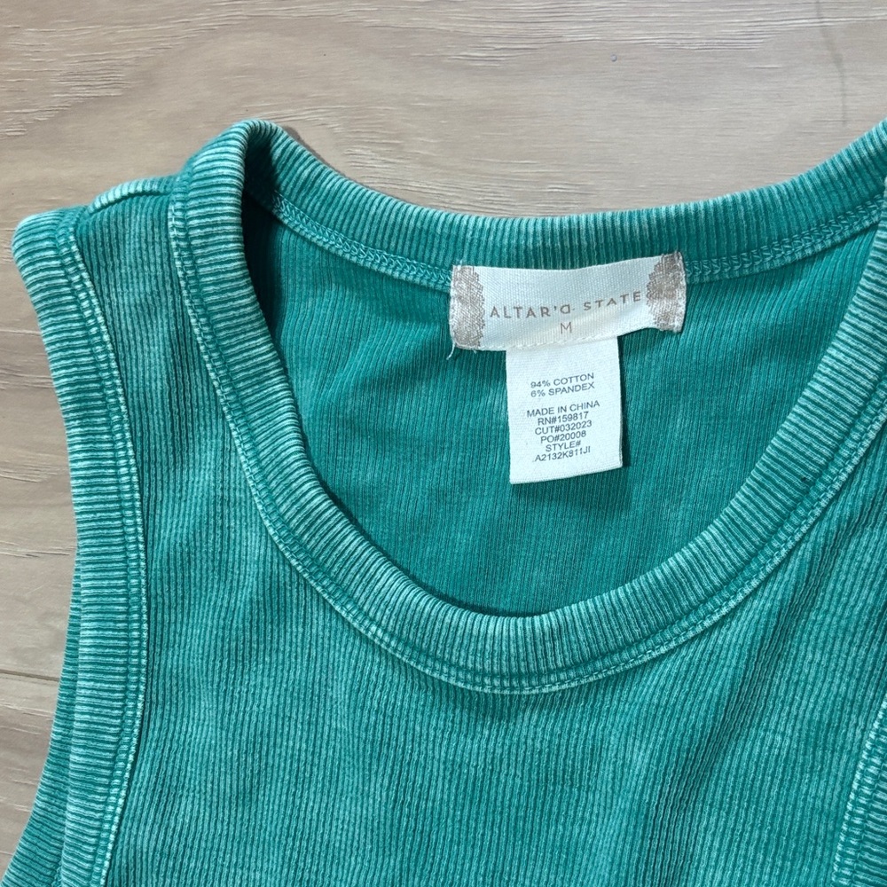 Altar'd State Turquoise Ribbed Sleeveless Top